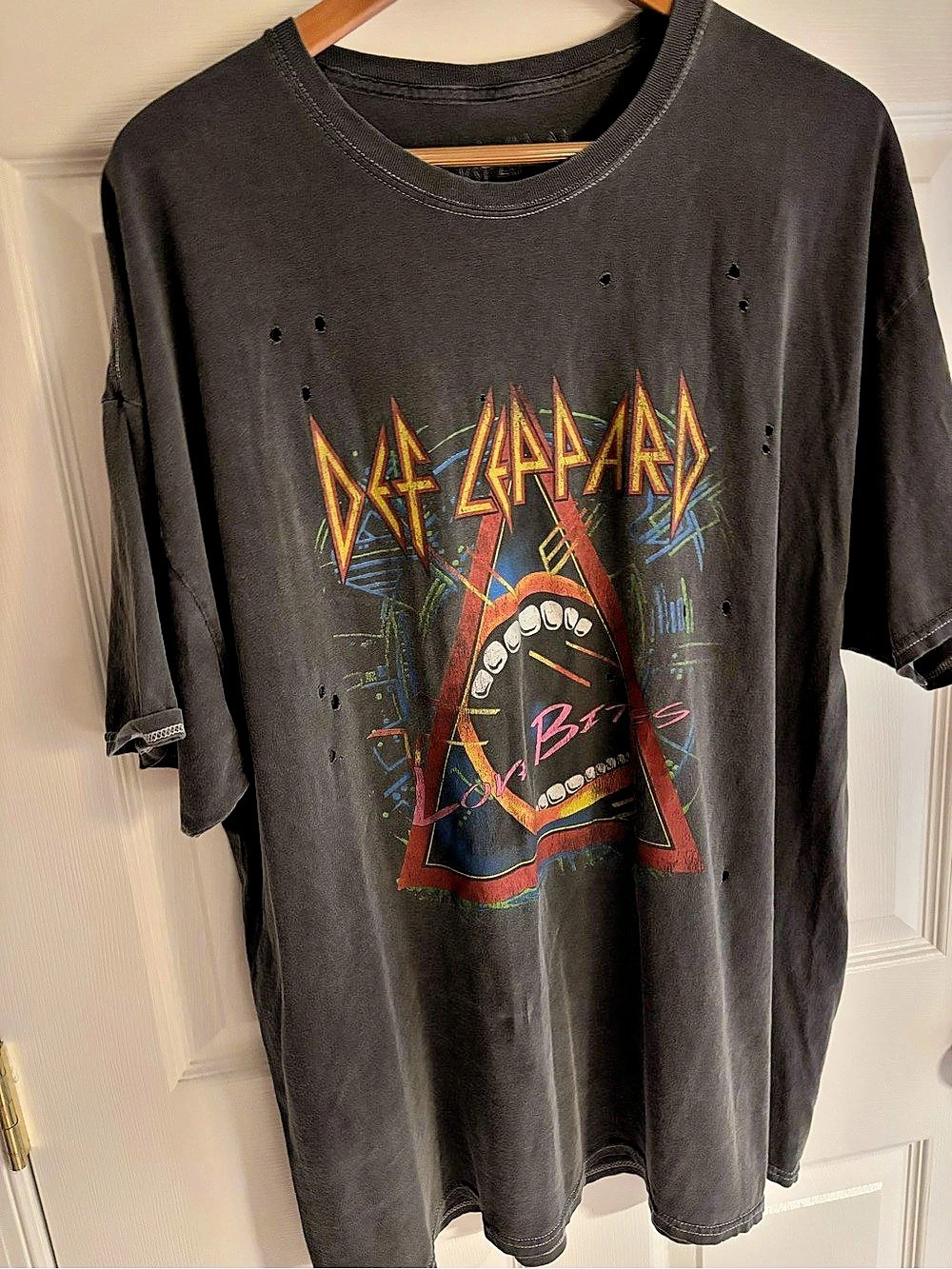 Def Leppard graphic tee in Black & Red; oversized
